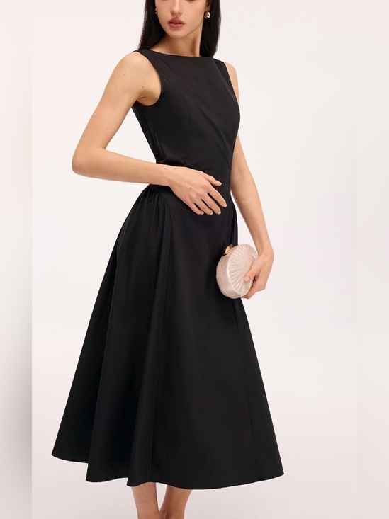 Commense Dresses & Skirts - NWT Commense Sleeveless Black A-Line Cotton Midi Dress